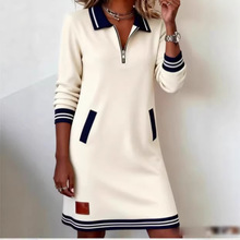 2026欧美亚马逊跨境新款女装休闲拉链长袖卫衣连衣裙