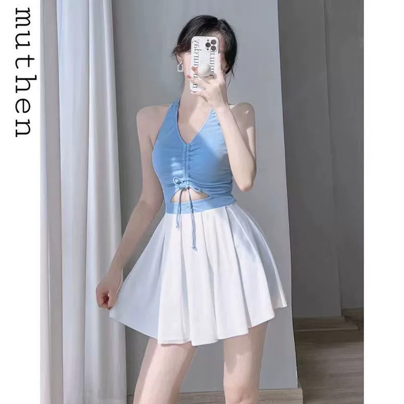 Плавки-слитный купальник женский, Conservative Slimming Tummy-Cover Azure, 2026 лето