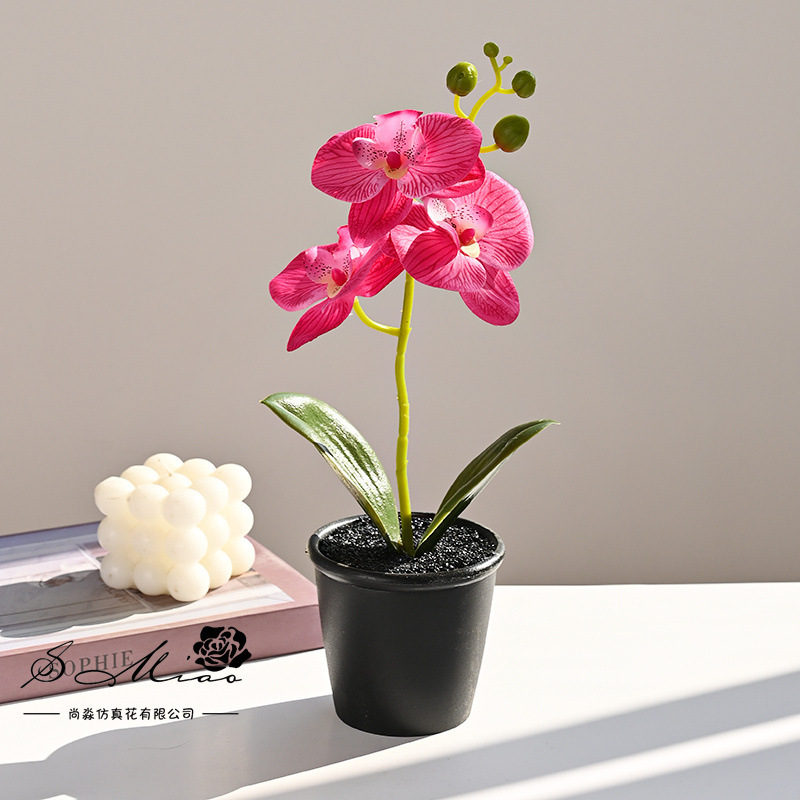 Flores falsas orquídeas mariposa impresión de serigrafía pequeña flor de bonsai decoración del hogar fotografía flores verdes artificiales adornos de boda image 14