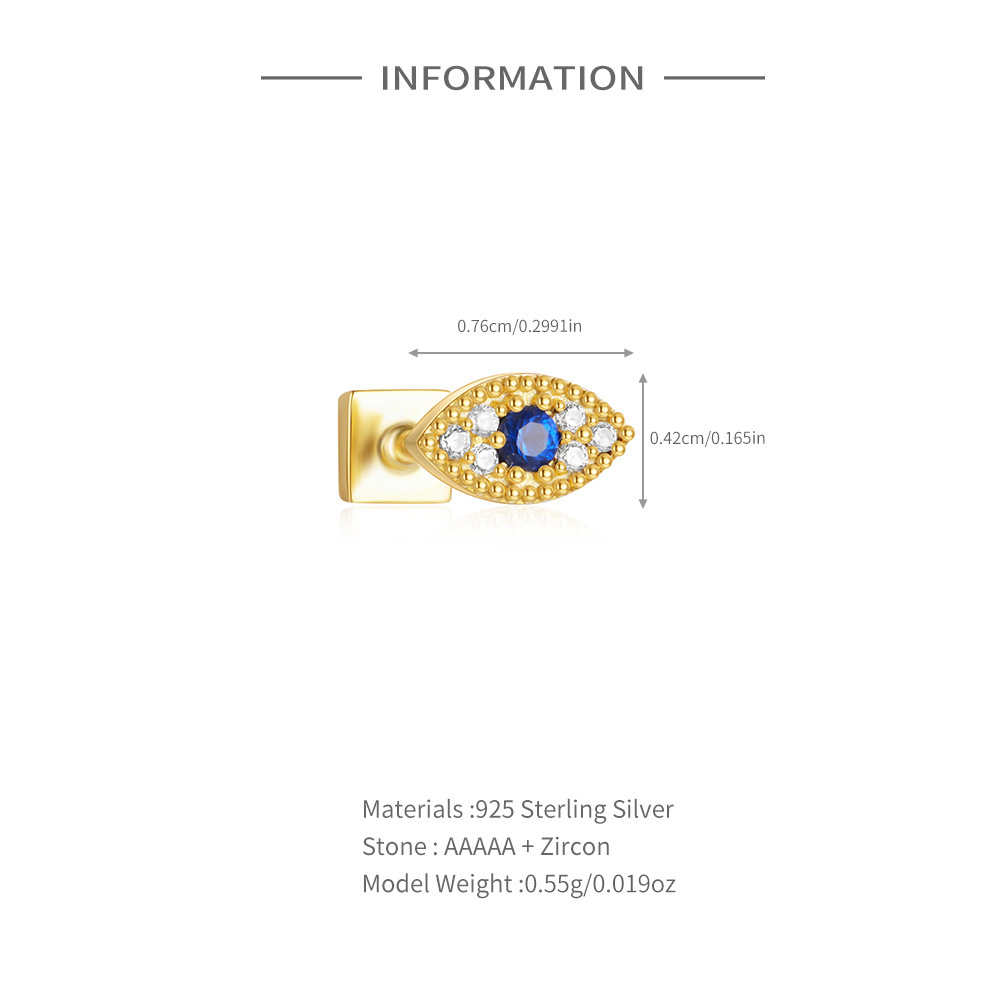 4g Weight Ear Studs Classification Ear Cartilage Rings & Studs Piercing Type 1 Piece Quantity Holiday, Daily, Party Occasion 925 Sterling Silver Material Devil's Eye, Star, Moon Pattern Women's Gender Elegant Style 1 Piece 925 Sterling Silver Devil's Eye Star Moon Ear Studs 7