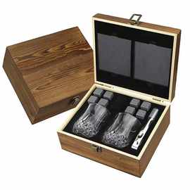 亚马逊爆款威士忌酒杯木盒套装礼盒威士忌玻璃杯冰酒石头酒具包装