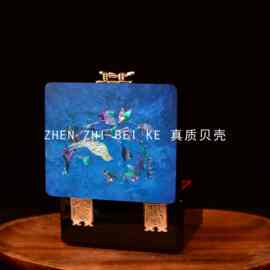 漆器复古螺钿首饰盒结婚礼物木质耳饰品项链收纳盒装手工大漆