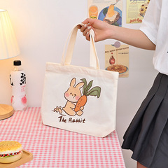 Portable Bag for Outdoor Fashion Canvas Bag for Women 2024 New Cute Lunch Box Fabric Bag Office Bag Small Shoulder Bag