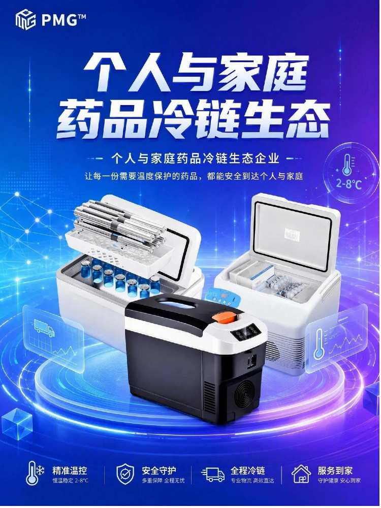 PMG car-mounted mini refrigerator for both car and home use, 12v/24v/220v, with cooling, heating, and temperature control functions