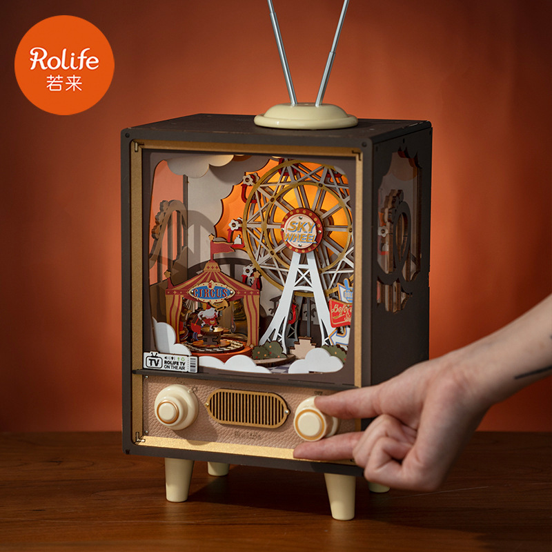 Ruoshi antigua caja de música DIY ensamblado a mano rompecabezas tridimensional juguete creativo caja de música para niños regalo de cumpleaños