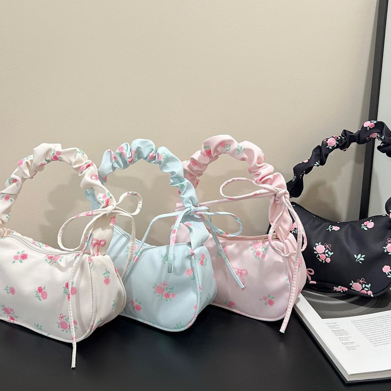 Gentle and Sweet Drawstring Shoulder Bag 2026 New Style High-Value Versatile Crossbody Bag Small Floral Canvas Bag Hot Trend Gentle and Sweet Drawstring Shoulder Bag 2026 New Style High-Value Versatile Crossbody Bag Small Floral Canvas Bag Hot Trend