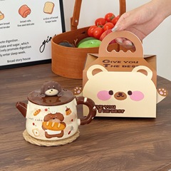 パン子犬かわいいカップ偽ケトル高価値セラミックカップ漫画スプーン蓋付きお土産カップルユニバーサルカップ
