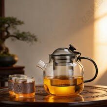 蘑菇头玻璃茶壶高硼硅透明玻璃家用大容量耐高温茶水分离花茶壶