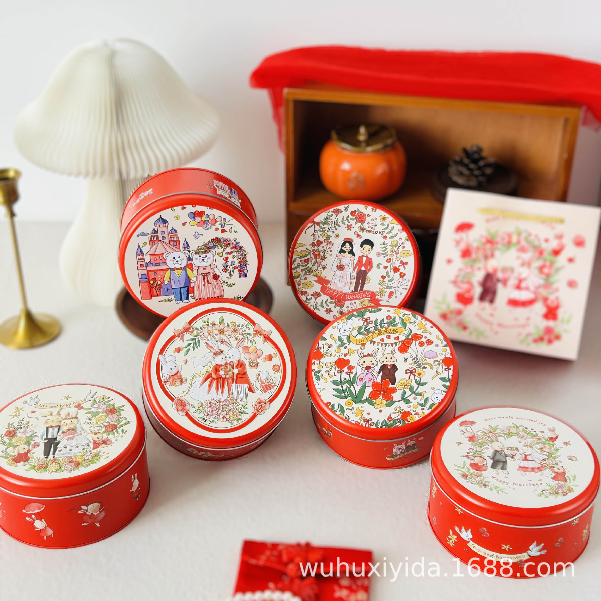 喜糖盒可放香烟结婚铁盒包装兔年宝宝满月周岁礼品盒浮雕工艺