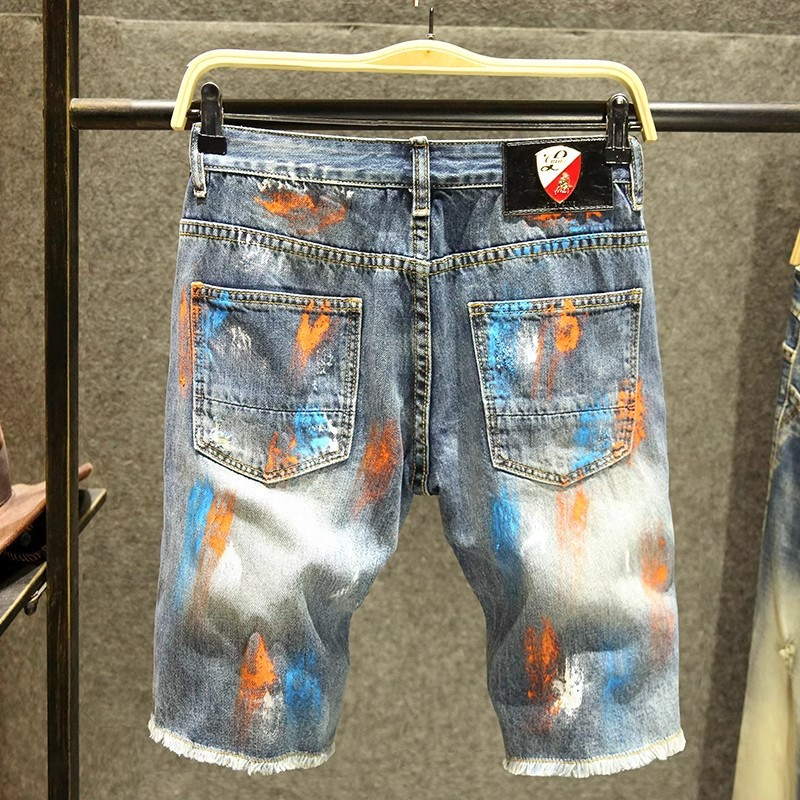 Men’s Retro Washed Wide Leg Ripped Denim Jeans For Casual Wear_voghion.com
