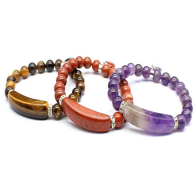 Natural stone heart-shaped pendant amethyst 8mm beads bracelet beaded jewelry cross-border e-commerce foreign trade new source