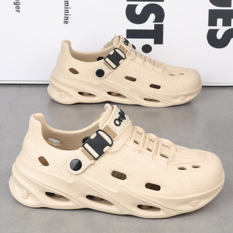 Sandalias con todo incluido, verano para hombres, nuevos zapatos con agujeros de tendencia, sandalias de suela gruesa con absorción de impactos, zapatos de playa cómodos y transpirables