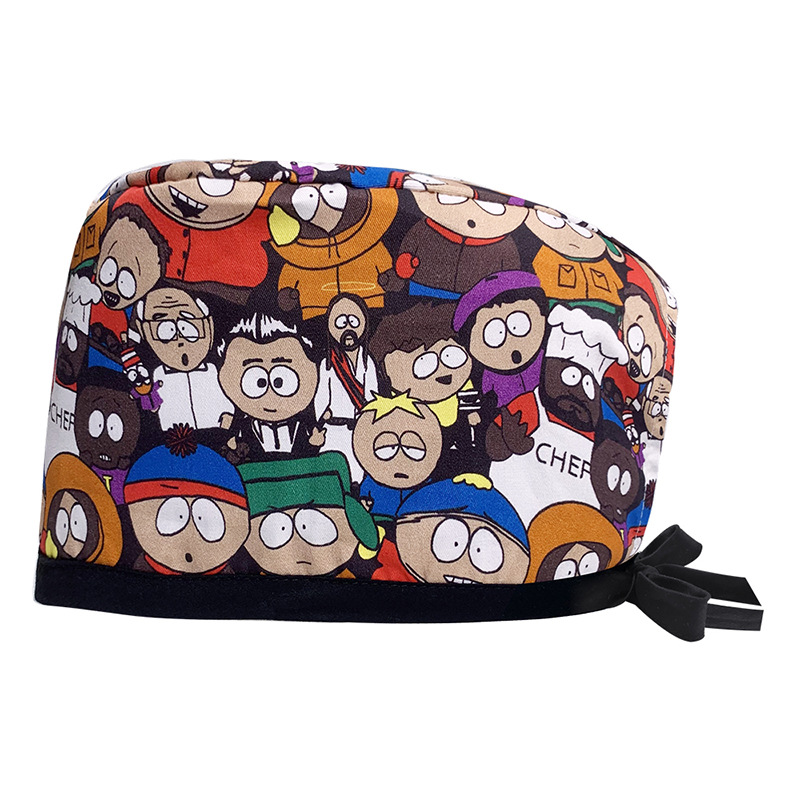 Amazon suministro de algodón puro impresión quirúrgica tapa femenina correa ajustable enfermera tapa médico dental oral fregar tapa