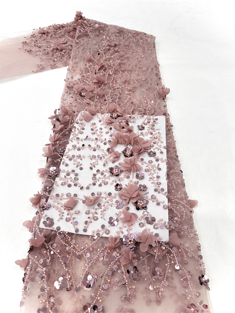Flor de moda pegatinas tubo de perlas sequin tejido bordado vestido de novia vestido de moda vestido de tela pequeña tela de aire fresco image 14