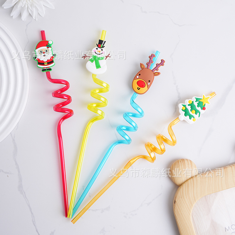 Transfronterizo Amazon dibujos animados forma paja creativa fiesta de cumpleaños decoración espiral curvado arte paja al por mayor