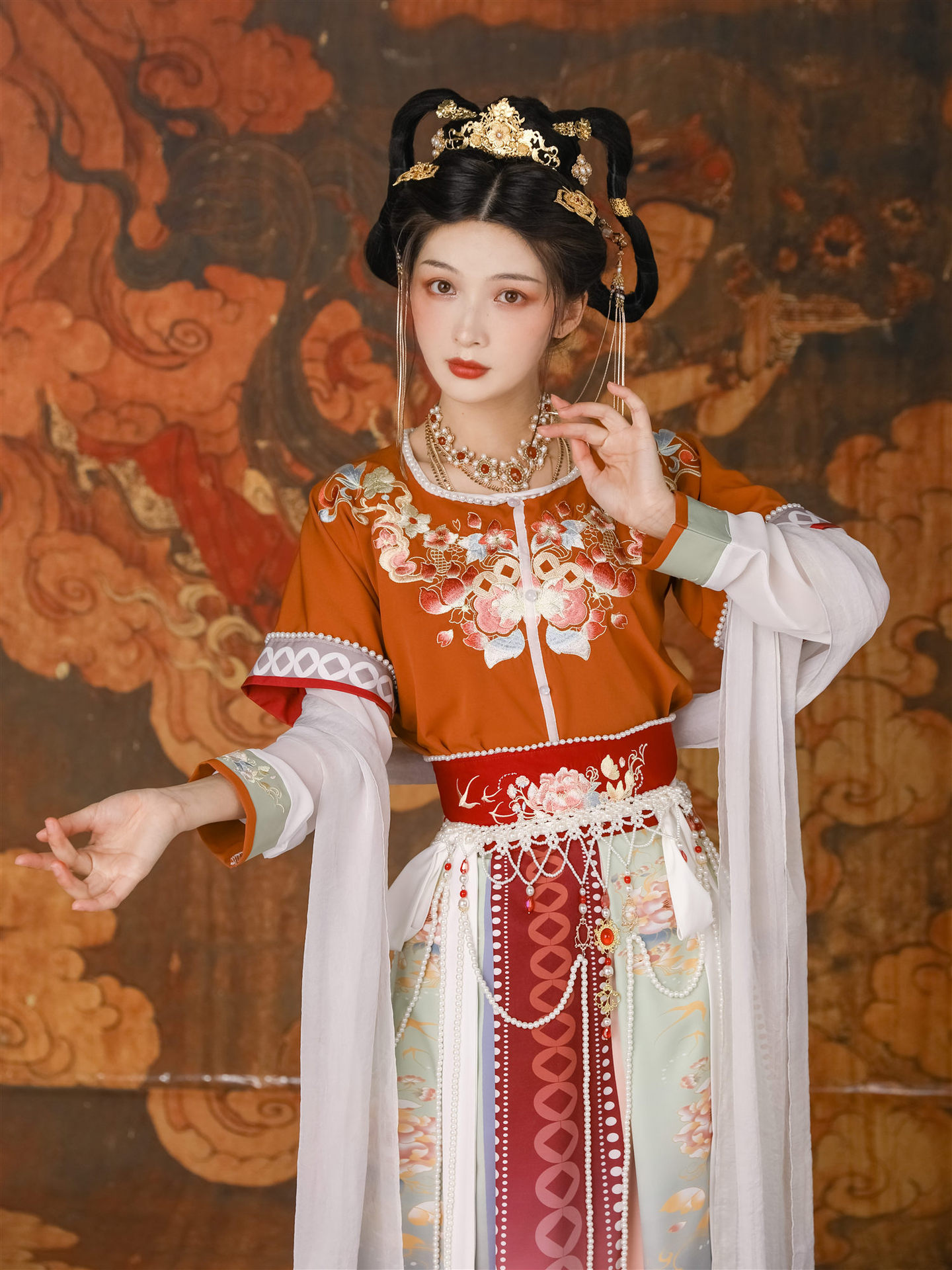 汉虞葵【逍遥赋】汉服女中国风原创坦领齐腰三件套日常敦煌风春夏-阿里巴巴