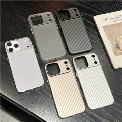 瓦楞哑光电镀适用苹果17promax手机壳磨砂PC硬壳iPhone16光栅15套