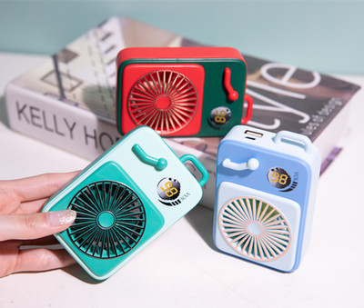 Retro Music Machine Key buckle hold Mini Fan student desktop pocket portable battery Fan gift customized