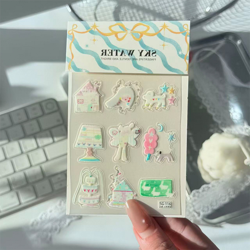 Sky New Abstract Art Pattern Large Picture Sticker Jelly DIY Mobile Phone Case Camera Ccd Decorative Sticker