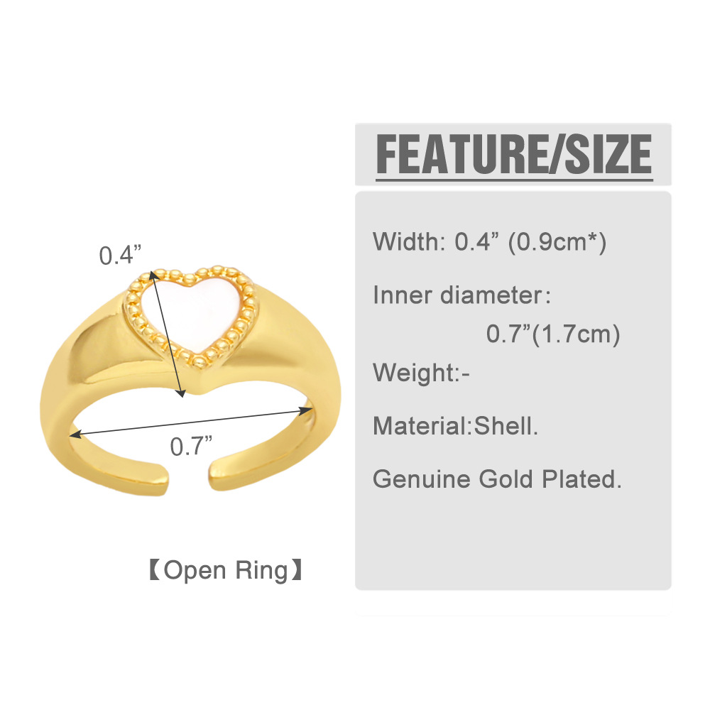 Fashion Heart Shape Planet Copper Open Ring Plating Zircon Copper Rings