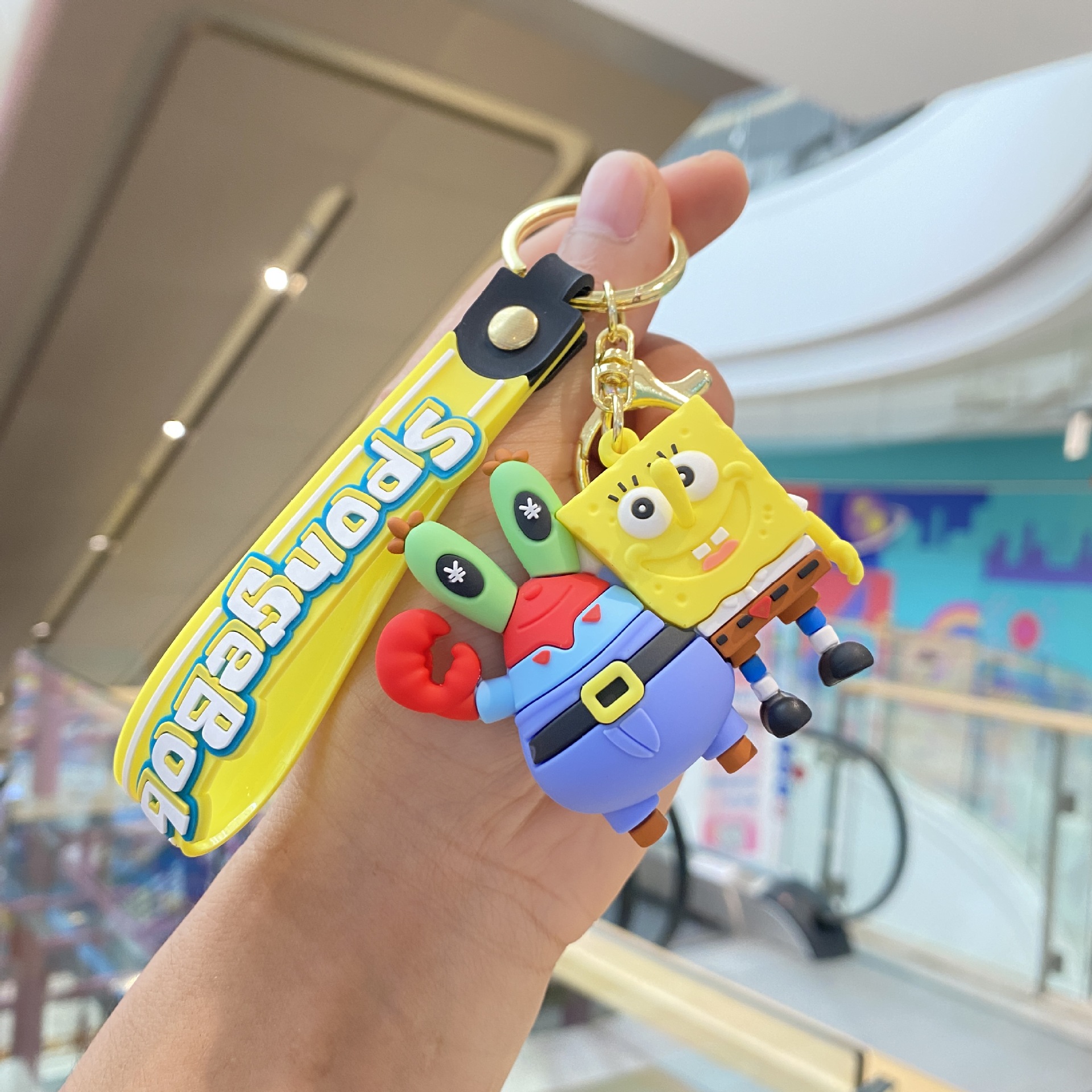 Esponja de dibujos animados bebé llavero lindo Paida estrella muñeca colgante par bolsa apertura temporada coche pequeño regalo