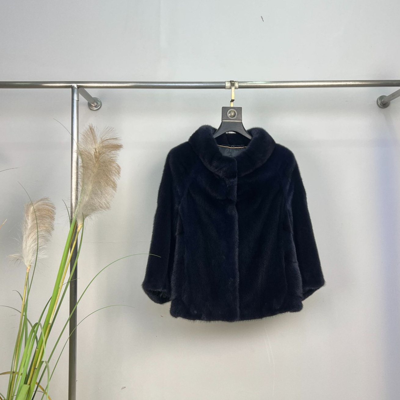 海宁高端水貂皮草女大衣冬季新立领天鹅绒裘皮气质高贵DS028