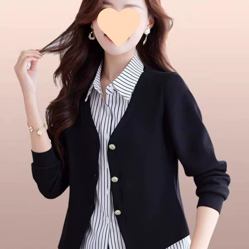 Женская рубашка-двойка с длинным рукавом, весна 2025, новая модная элегантная трикотажная рубашка для повседневной носки, молодежная рубашка