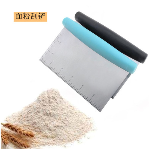 Wholesale plastic handle stainless steel scraping blade flour scraper leveling knife flat scraper baking tool dough cutting