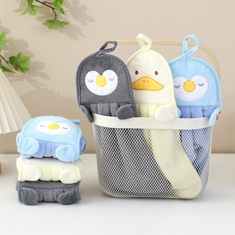 New Cartoon Hand Towel, Hanging Type, Cute Coral Velvet Towel, Odorless, Absorbent, Lint-Free, Kitchen Towel, Cleaning Cloth