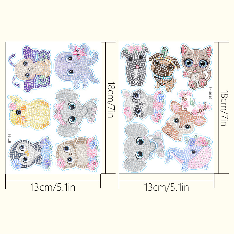 Popular gato y perro mariposa pintura de diamantes pegatinas gratis pintura DIY pegatinas de pared pegatinas hechas a mano de los niños dibujos animados decorativos diamante redondo