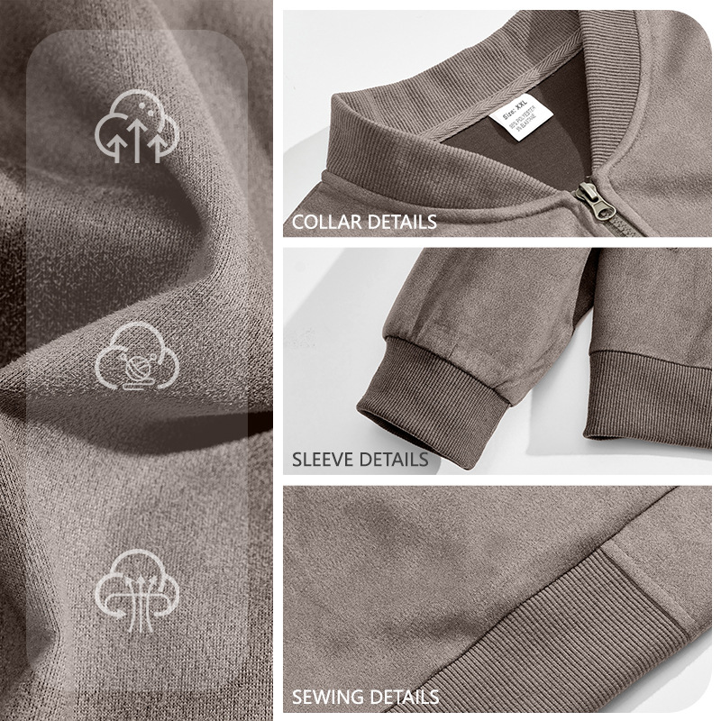Amazon transfronterizo de caída de seda de color sólido chaqueta con cremallera de hombre retro manga larga comercio exterior chaqueta cardigan image 4