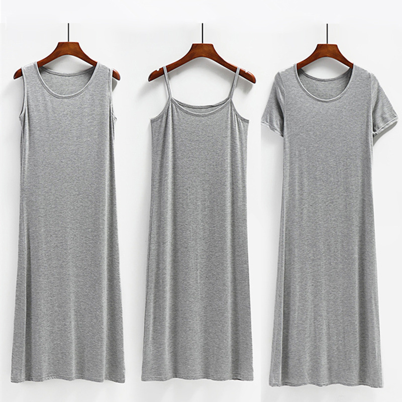 Summer Modal Camisole Dress for Women with Black Base Layer Vest Long Dress for Spring and Autumn Short Sleeve Export
