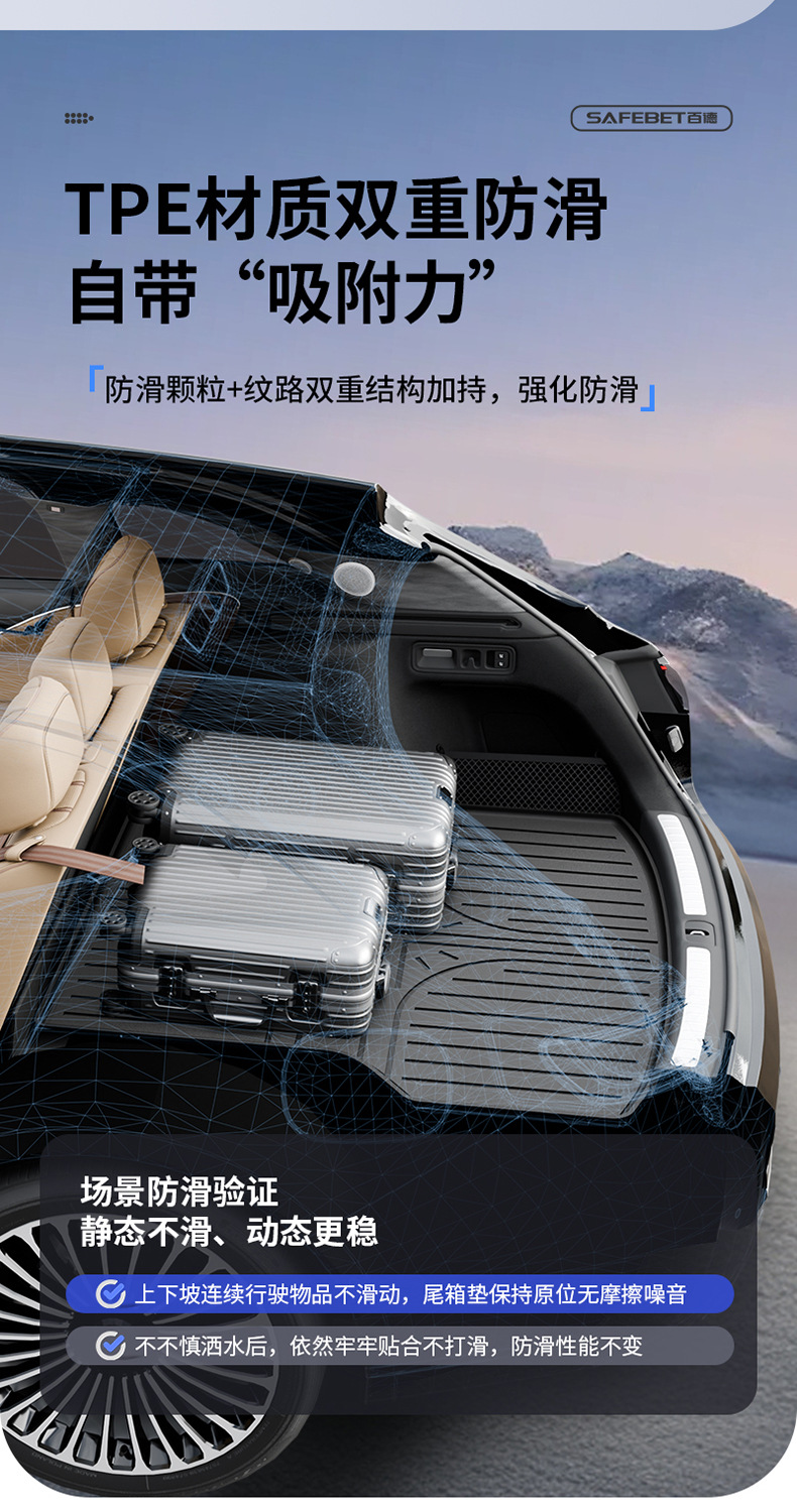 Suitable for the Xiangjie S9T Special Vehicle, All-Weather Tpe Car Trunk Mat, Car Accessories Trunk Mat