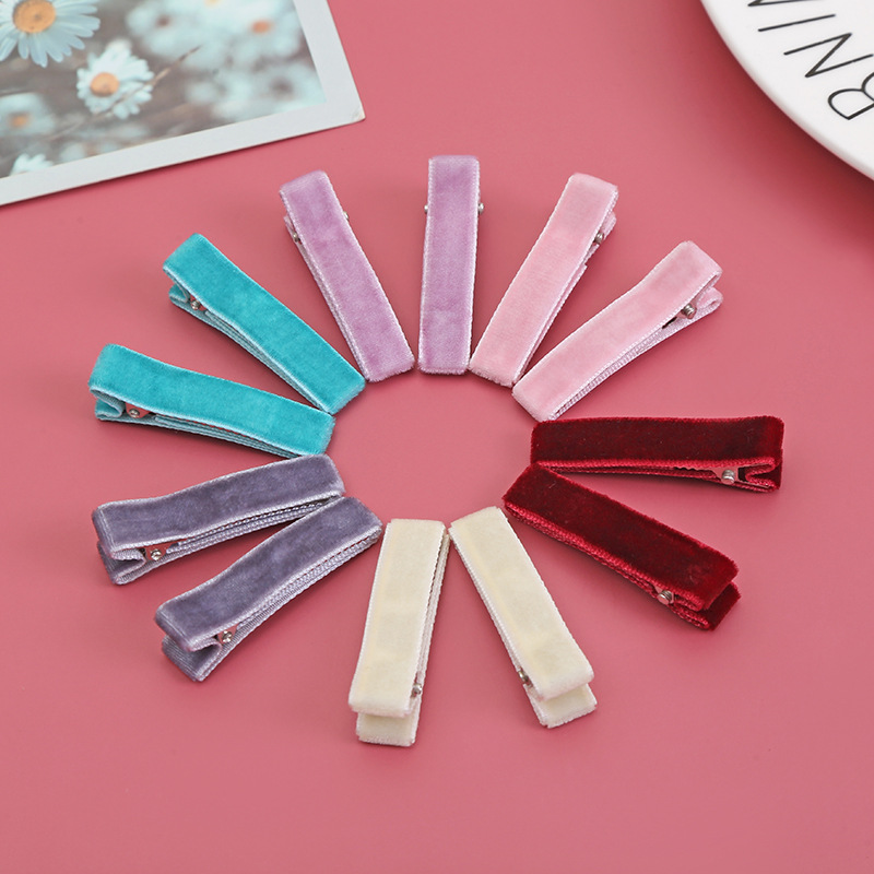 Autumn and winter jewelry hair clip accessories color velvet 5 full bag cloth hair clip girls hair accessories double fork manufacturers wholesale foreign trade