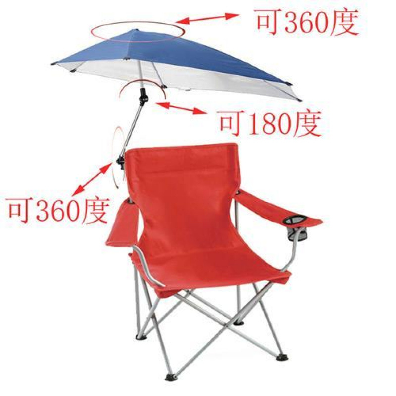 Silla roja grande sombrilla con ojos cerrados a ciegas