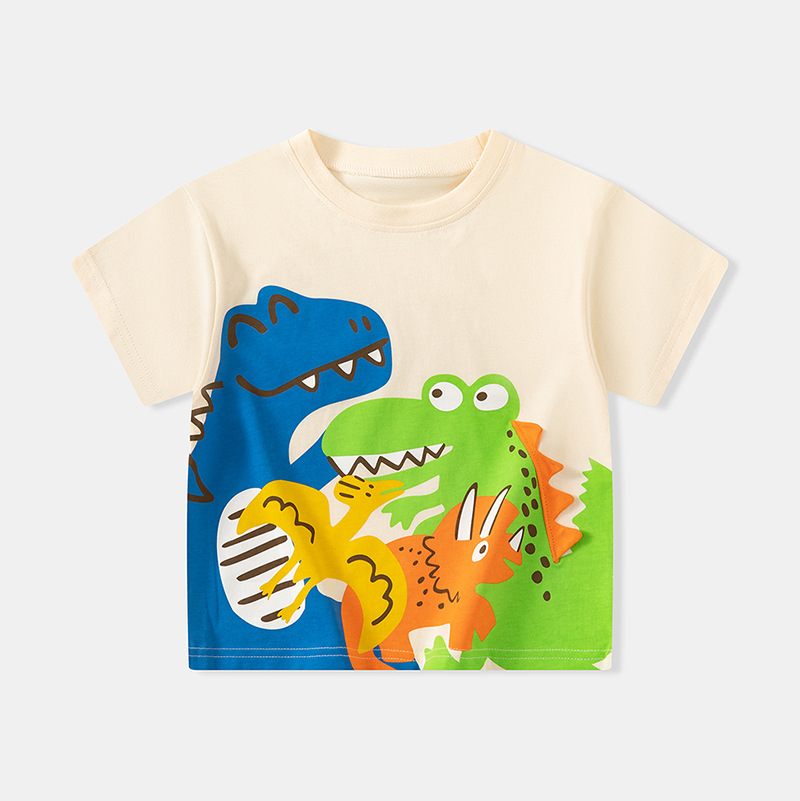 Betop ropa para niños 2025 verano niño dinosaurio camiseta de manga corta impresión ropa de bebé de media manga de moda