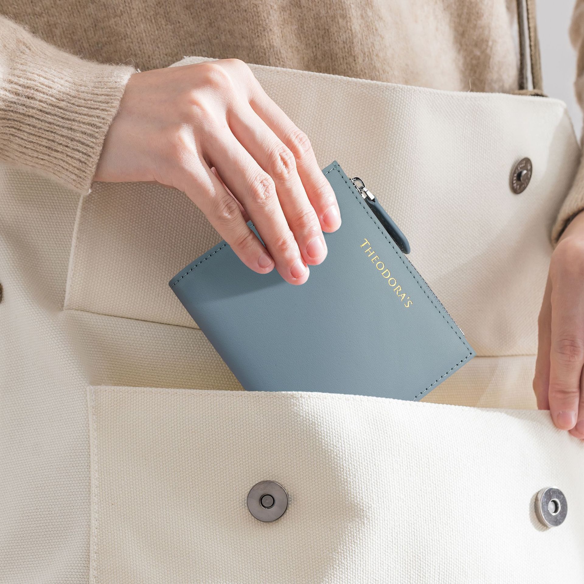 Amazon estilo japonés Napa billetera de cuero multifuncional mini bolsa de cambio ultra delgada cepillo RFID anti-robo billetera de damas