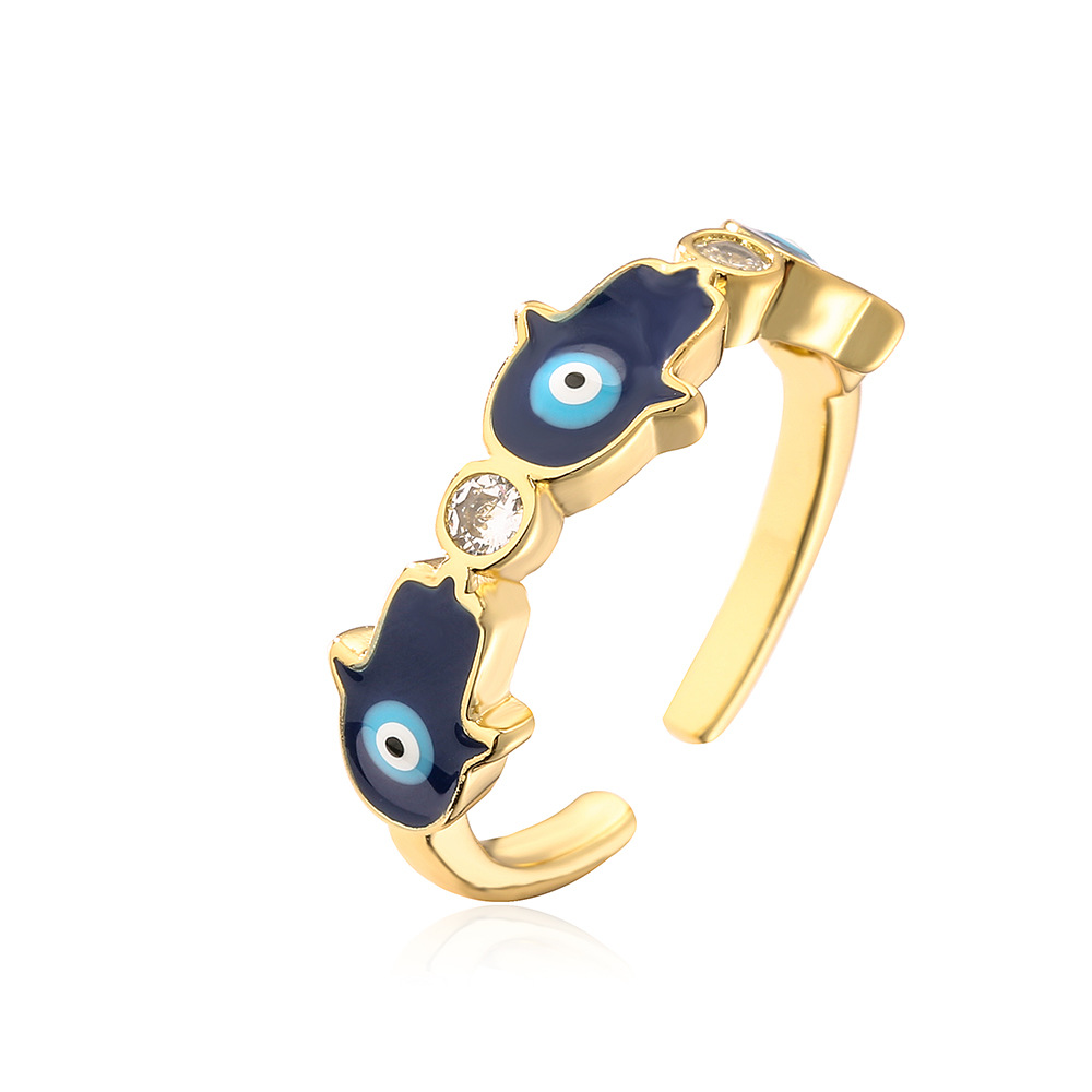 Fashion Glasses Copper Inlay Zircon Open Ring 1 Piece