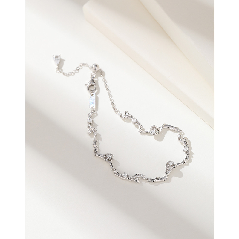 Espina Rosa pulsera femenina 925 plata esterlina nicho diseño exquisito alto grado flor pulsera regalo para novia