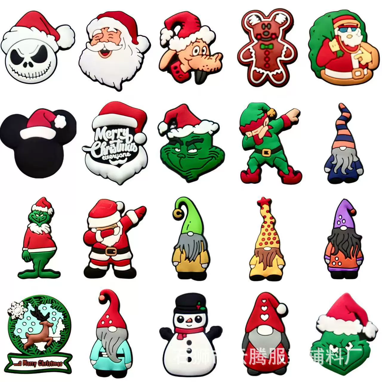 跨境圣诞节圣诞老人PVC软胶鞋花鞋扣洞洞鞋DIY配饰装饰品批发