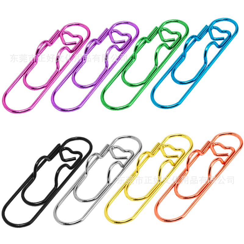 跨境彩色爱心笔夹创意多功能金属手帐夹回形针便携式笔记本配件