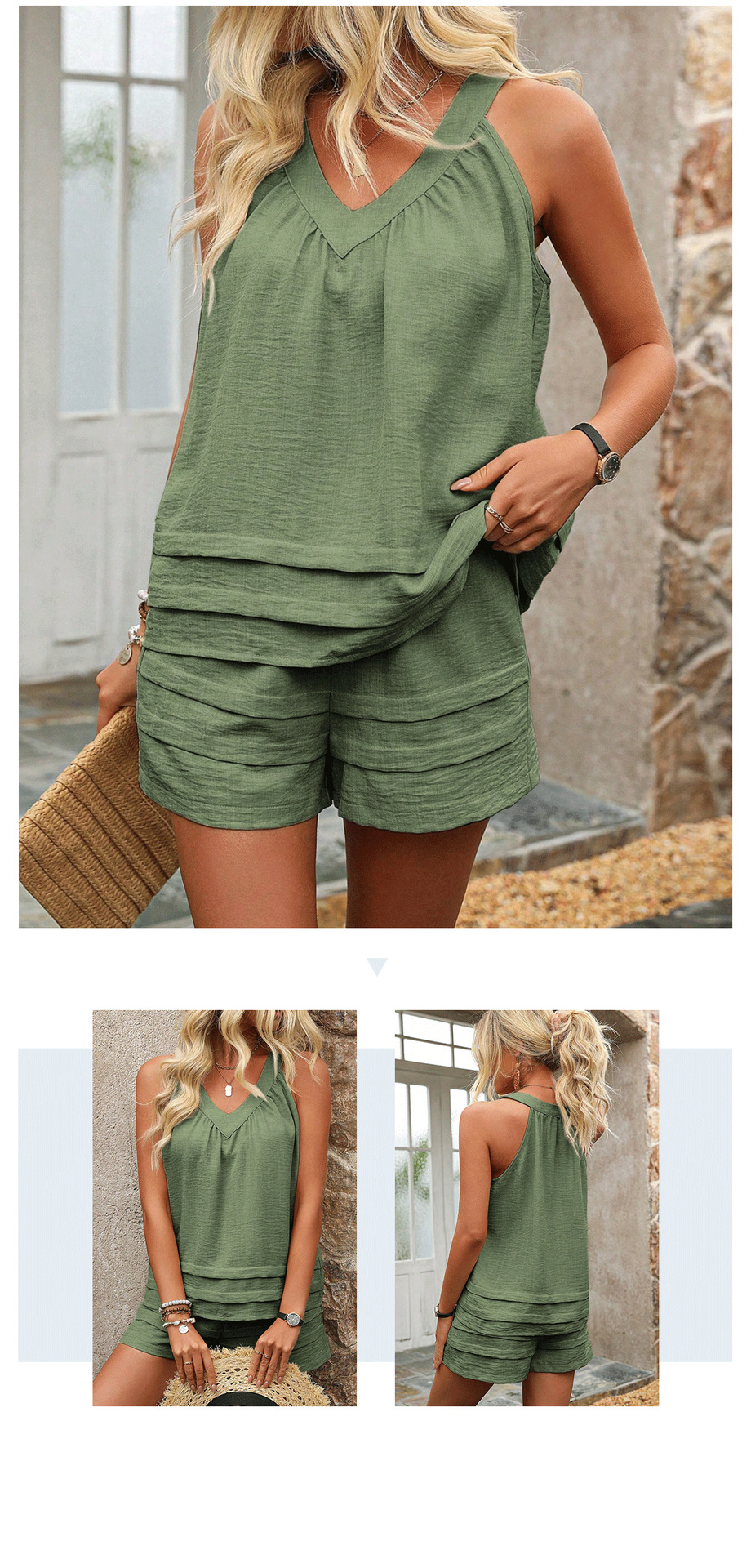 Women's Sleeveless Top & Shorts Set – Streetwear Casual Outfit (S-XL) | Summer_voghion.com