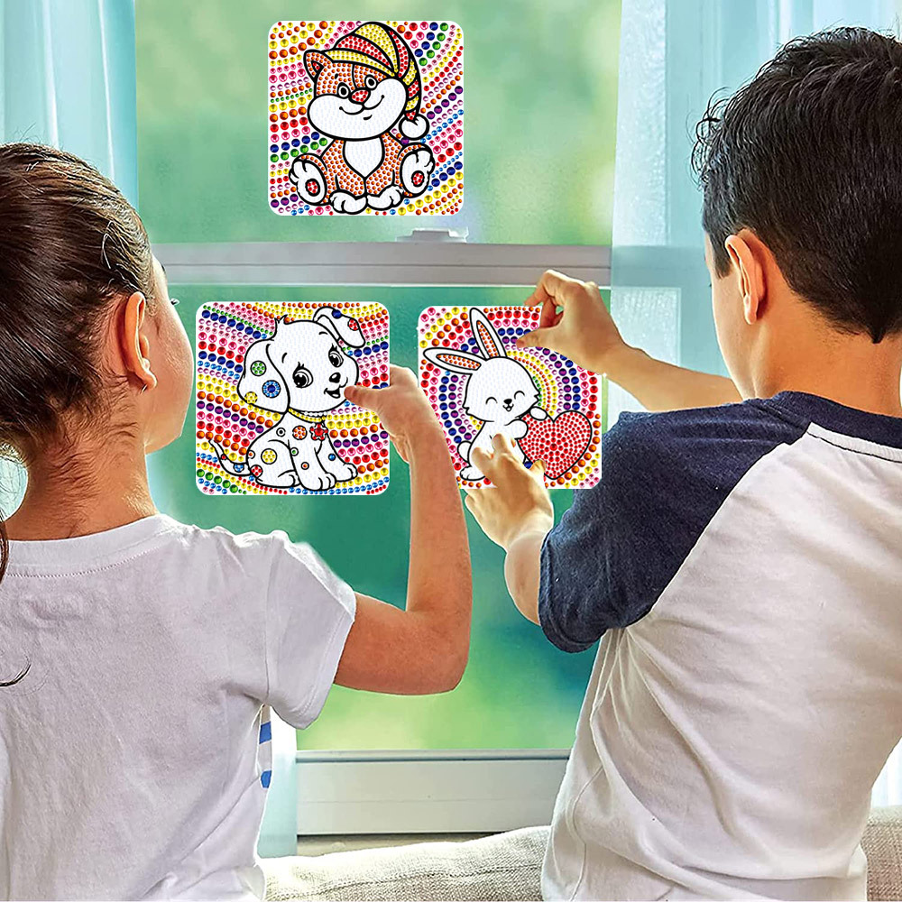 Amazon superventas para niños DIY pintura de diamantes hechos a mano pegatinas gratis pegatinas de ventana tamaño cristal diamante completo nuevo producto