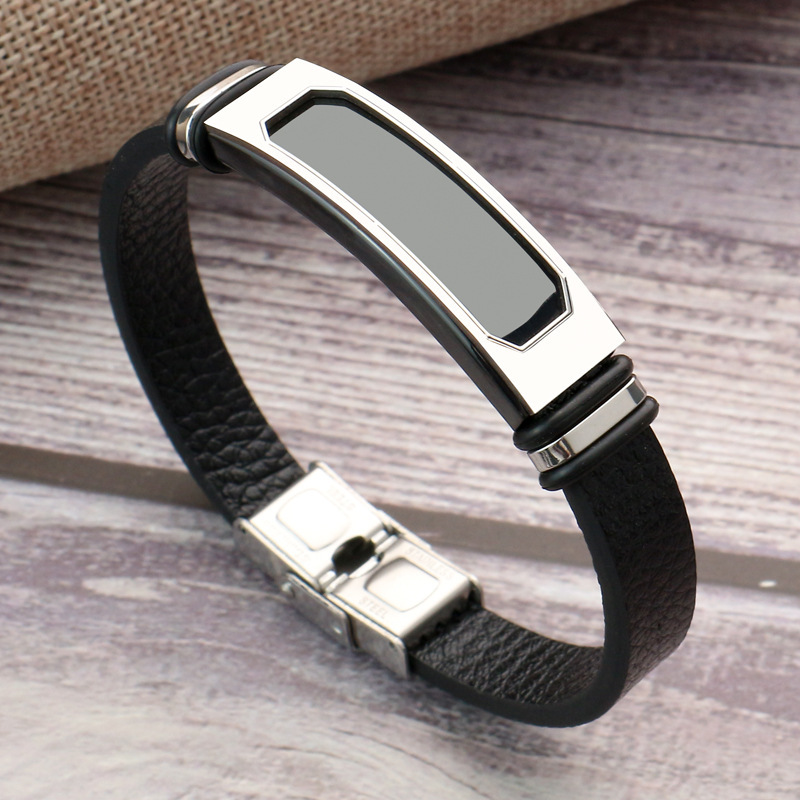 European and American trend silicone bracelet creative personality simple DIY lettering stainless steel men's bracelet does not fade wholesale