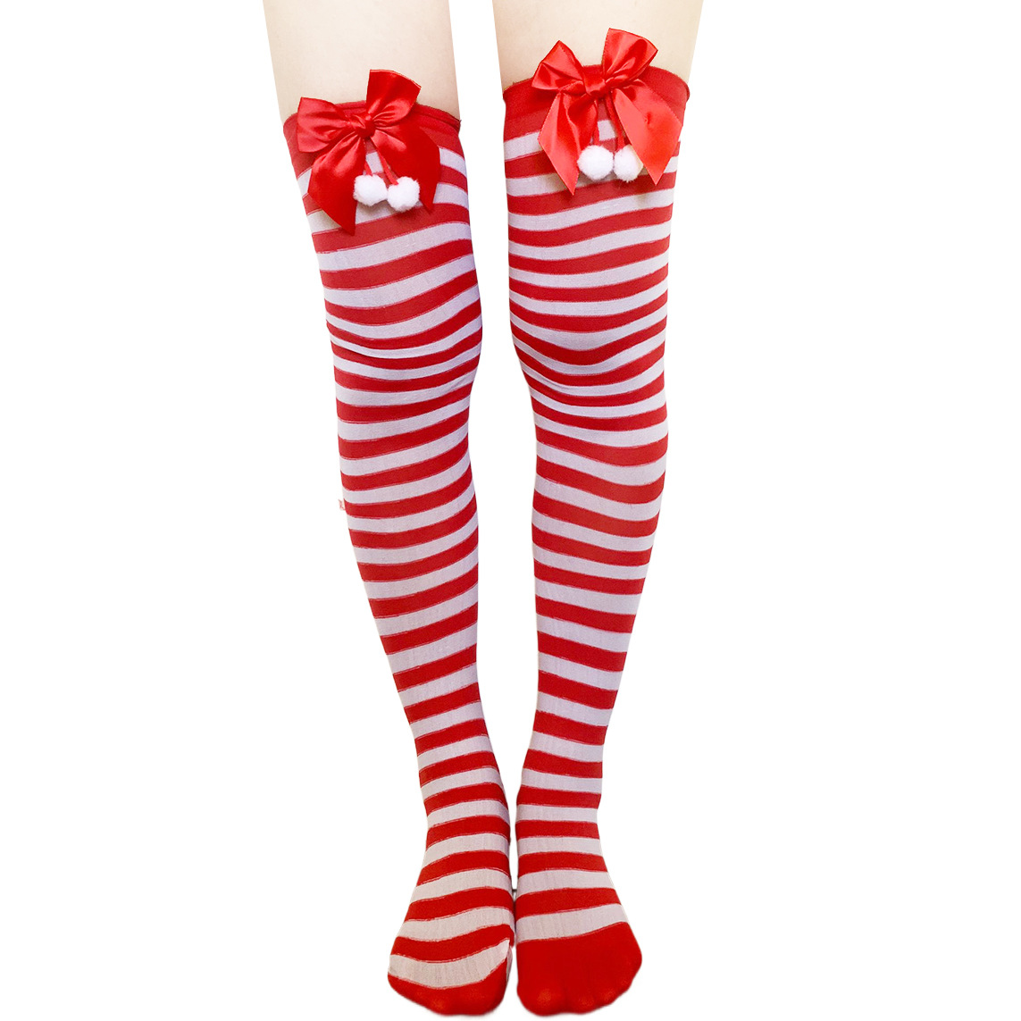 Medias de Navidad fabricantes transfronterizos en stock Medias de Halloween vacaciones vestir ropa accesorios rayas sobre la rodilla Calcetines
