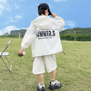 Boys' Summer Sports Sun Protection Coat suit 2024 New Boys Thin Breathable Sun Protection Coat Shorts