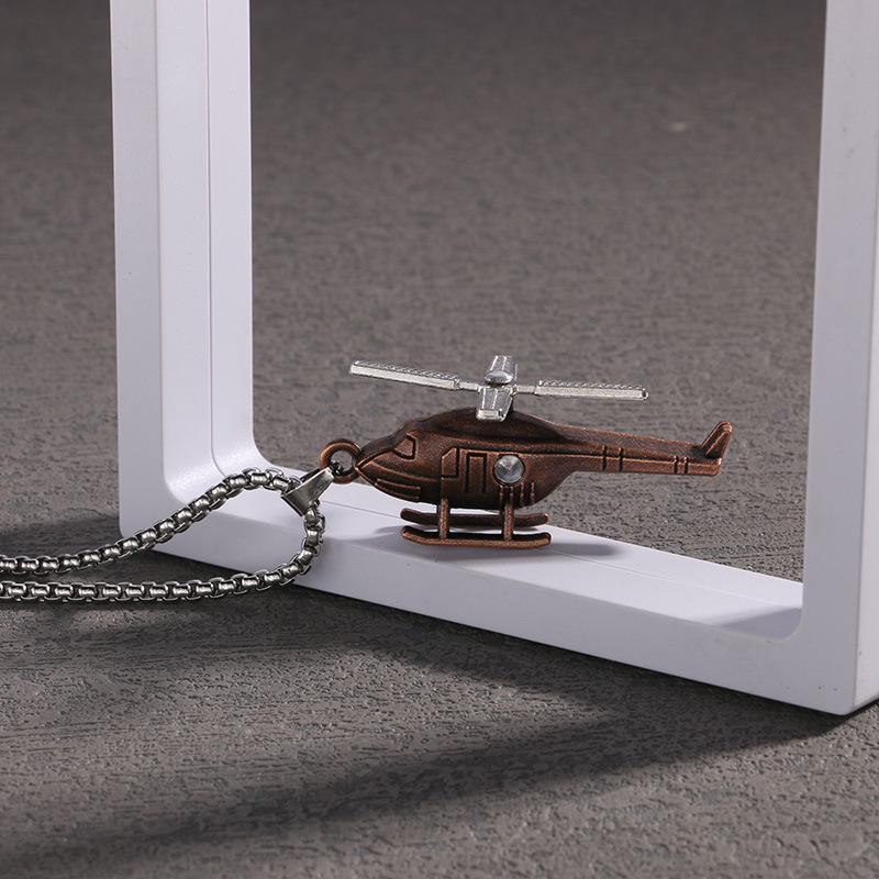 Version coréenne de Trampoline pour hommes, personnalité tendance, pendentif hélicoptère, collier de couple, cadeau pour femme, chaîne de pull hip-hop_voghion.com