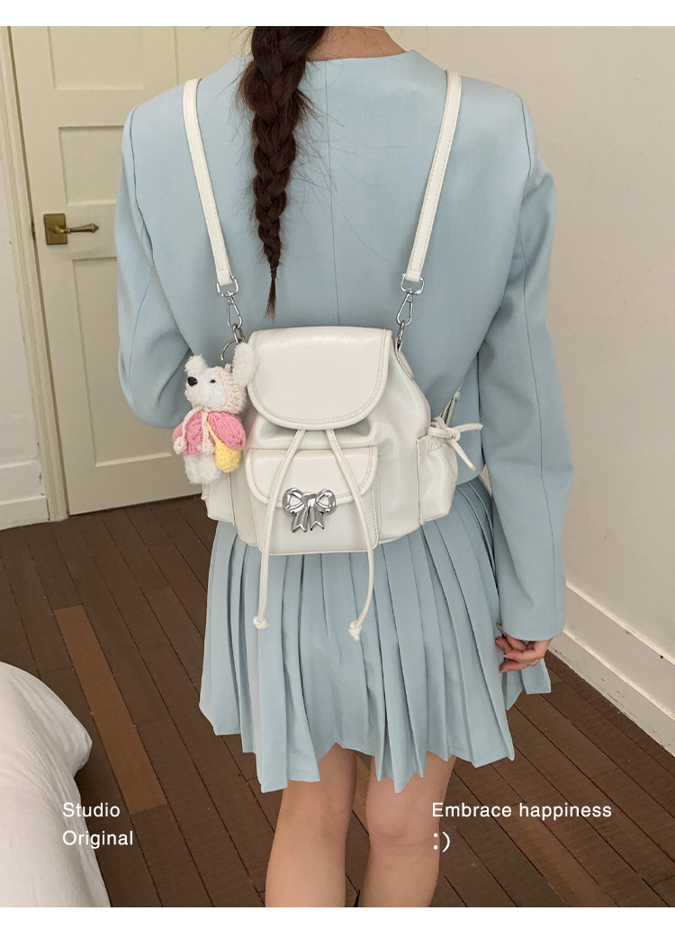 Versatile Women's Bow Backpack Crossbody Bag In Soft Pu Leather_voghion.com