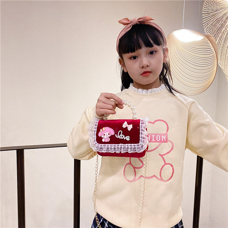 Nuevos bolsos infantiles coreanos bolsos de princesa bolsos de cadena bolsos de perlas bolsos de arco bolsos casuales para niñas