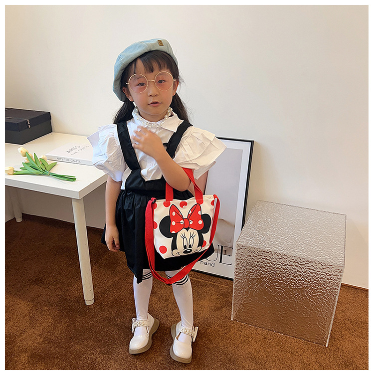 2023 Trendy and fashionable children's canvas cartoon printed crossbody bag, Korean version cute single-shoulder hand-held girls' coin purse undefined